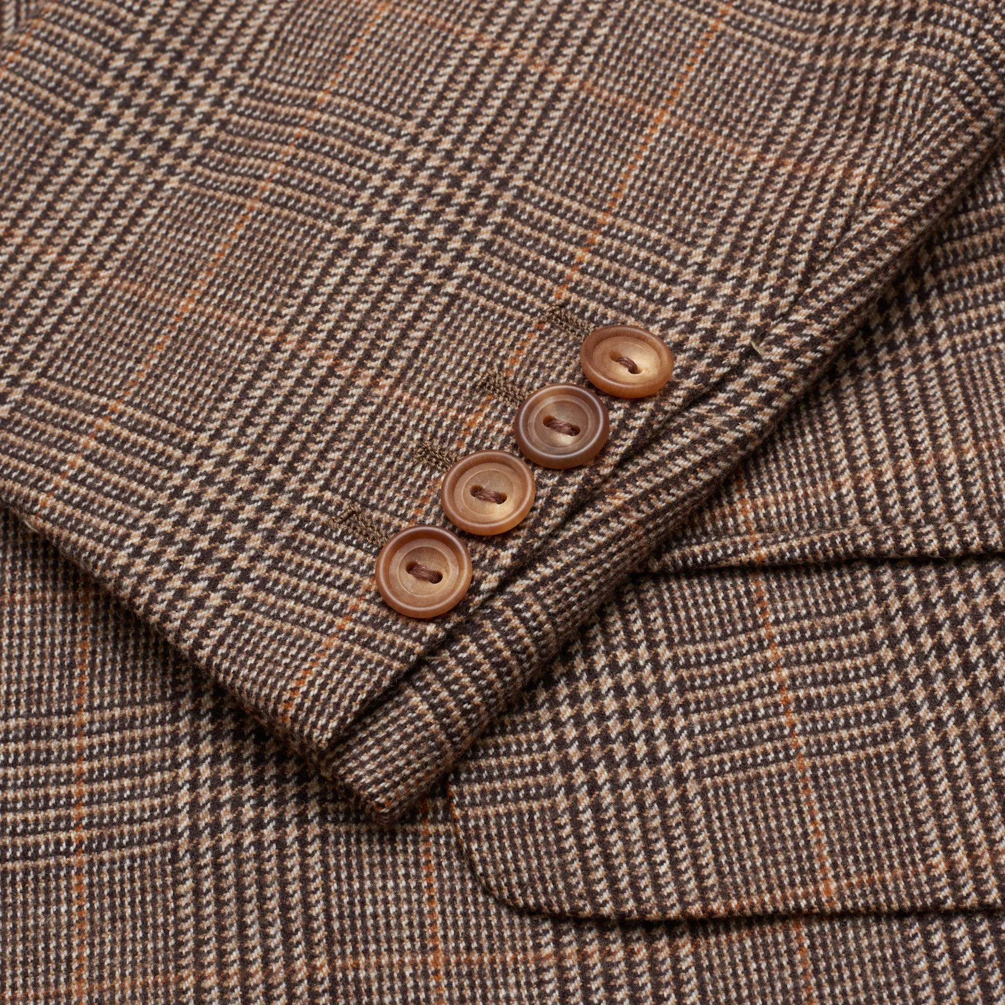 ANDERSON & SHEPPARD Brown Prince of Wales Wool 3 Piece Suit US 44