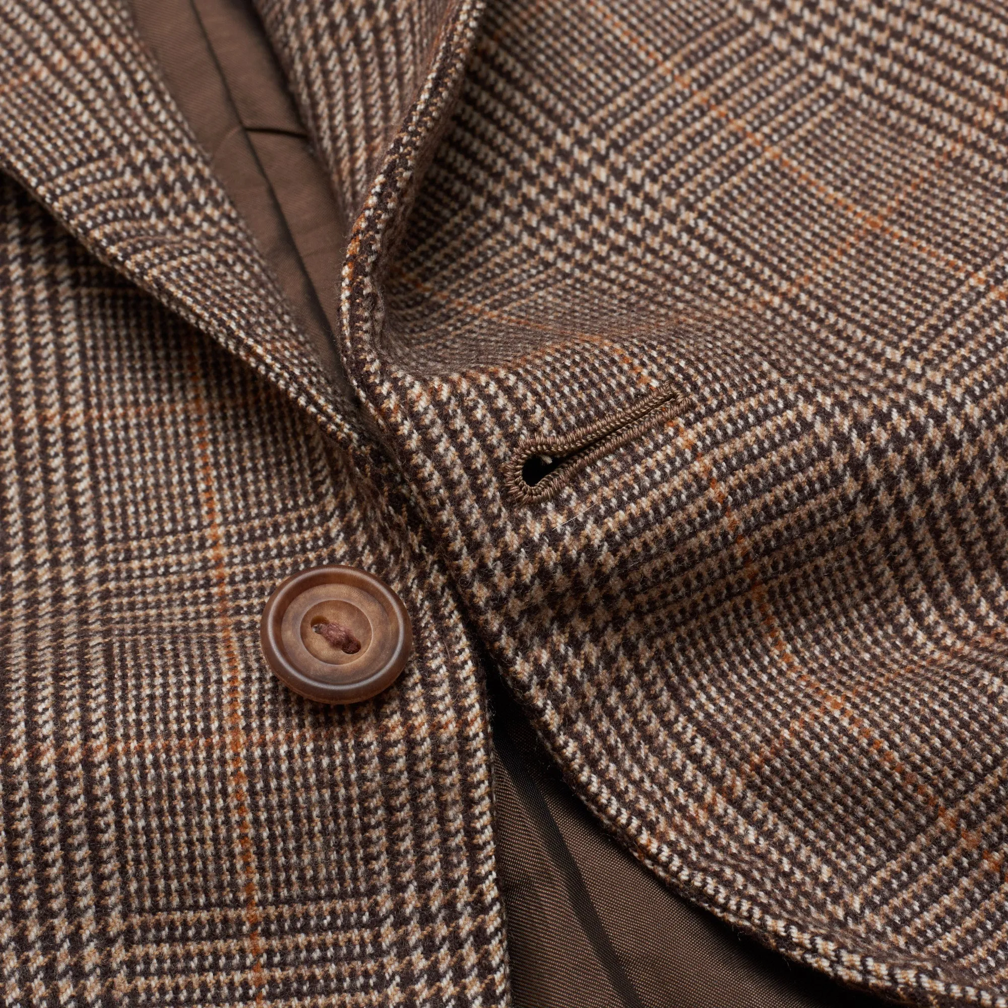 ANDERSON & SHEPPARD Brown Prince of Wales Wool 3 Piece Suit US 44