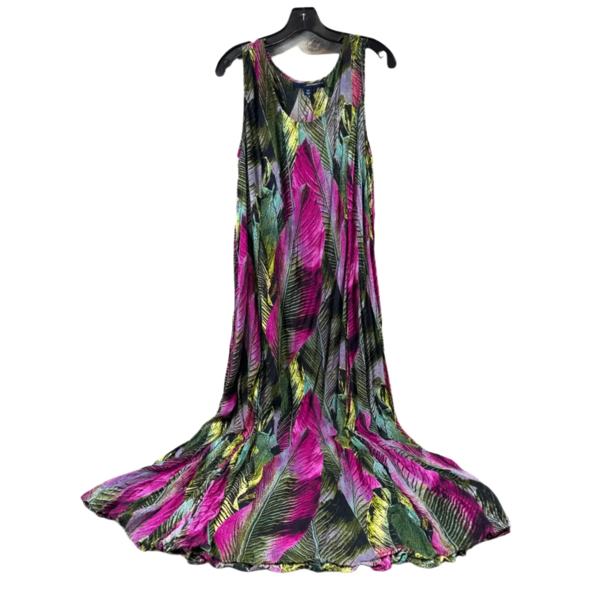 Dress Casual Maxi By Denim 24/7 In Green & Pink. Size: Xl