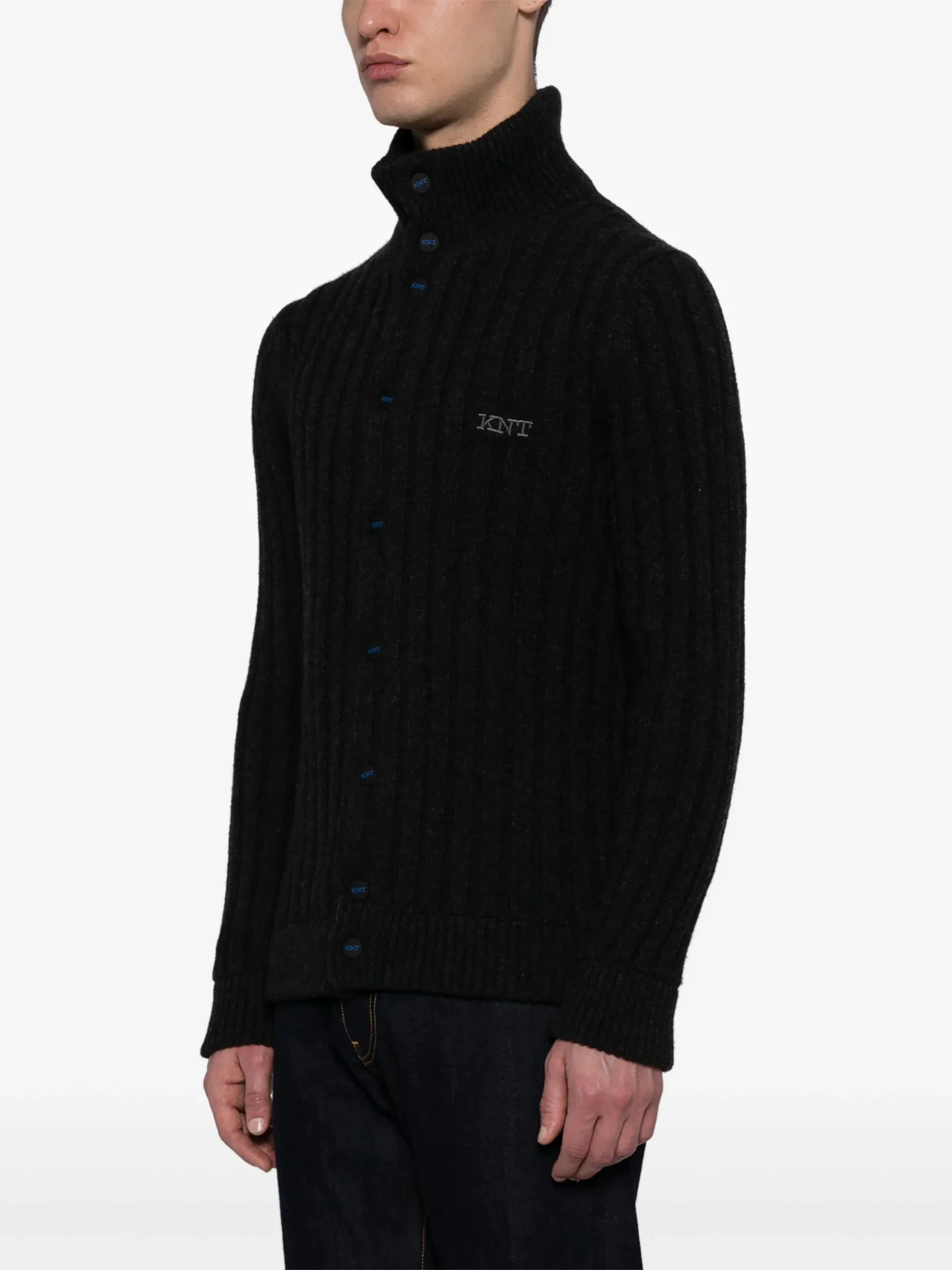 Logo-Embroidered Wool Cardigan