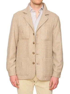 PIETRA SALATA Napoli John Beige Pied de Poule Wool Jacket Car Coat NEW Slim