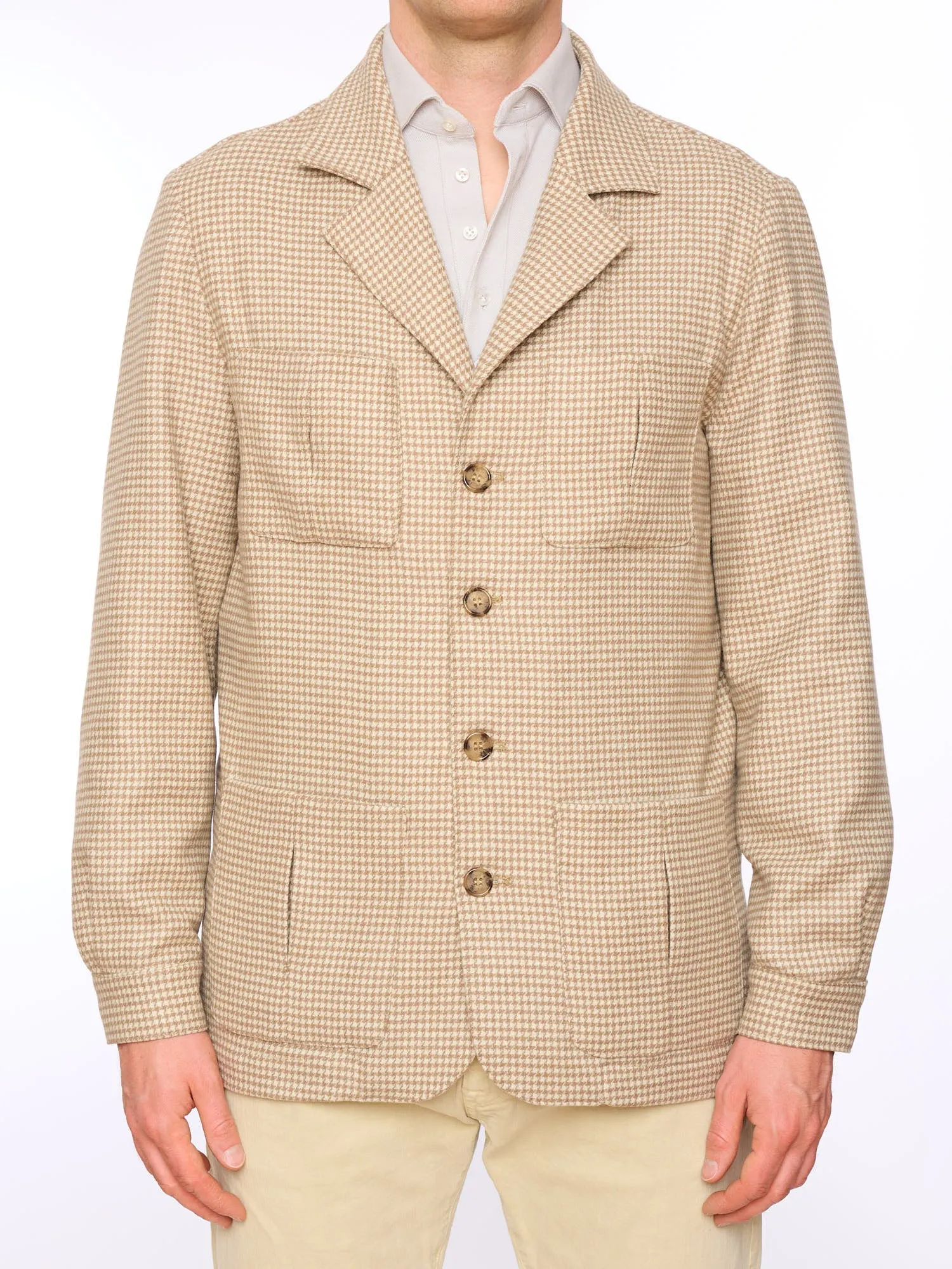 PIETRA SALATA Napoli John Beige Pied de Poule Wool Jacket Car Coat NEW Slim