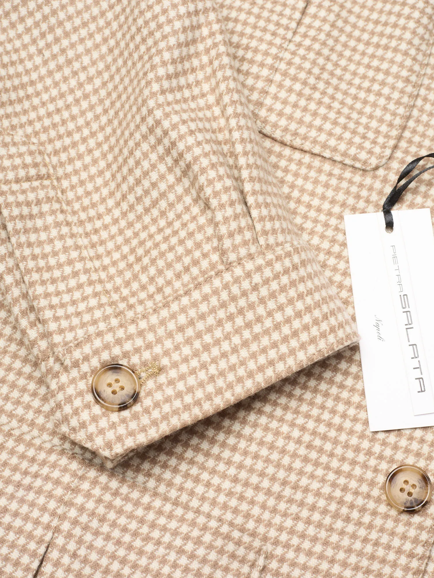PIETRA SALATA Napoli John Beige Pied de Poule Wool Jacket Car Coat NEW Slim