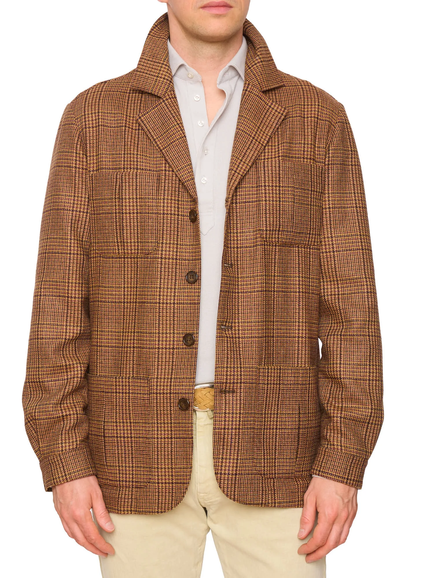 PIETRA SALATA Napoli John Brown Prince of Wales Wool Travel Jacket NEW Slim