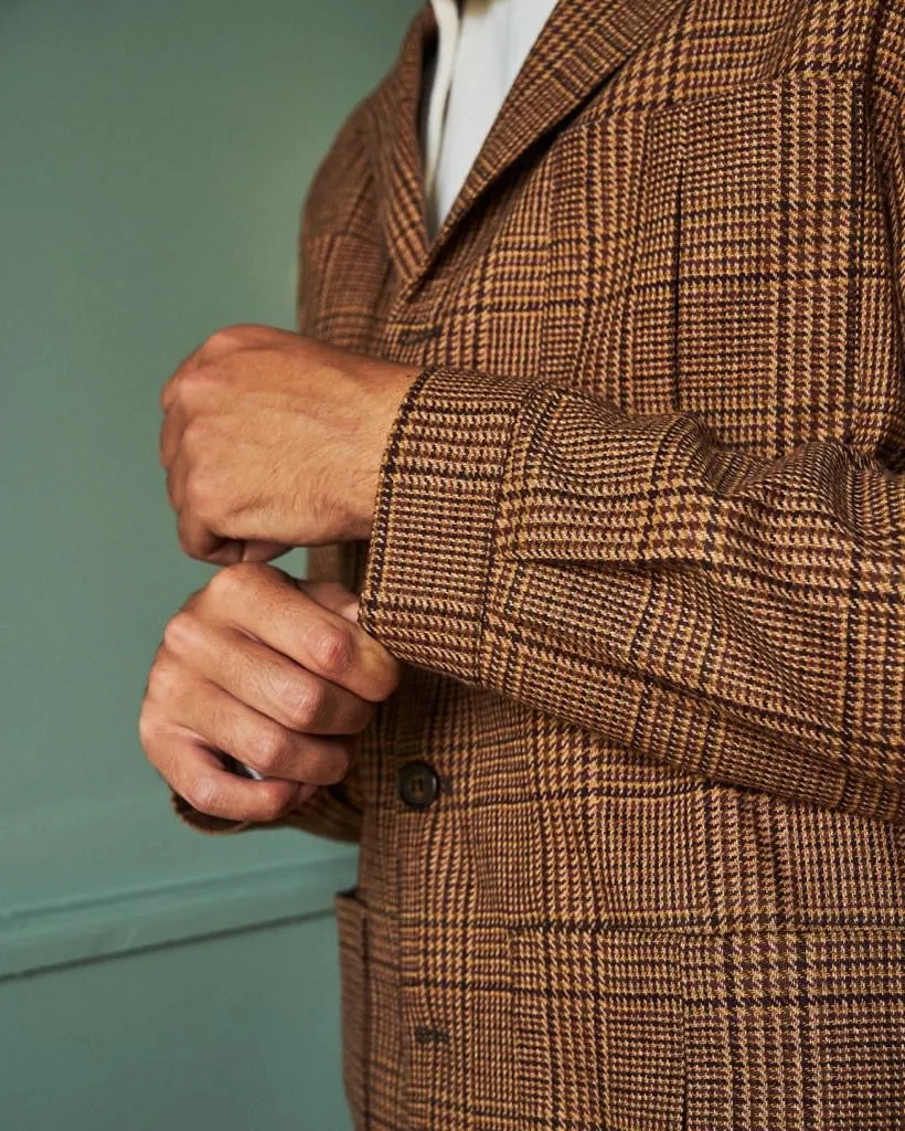 PIETRA SALATA Napoli John Brown Prince of Wales Wool Travel Jacket NEW Slim