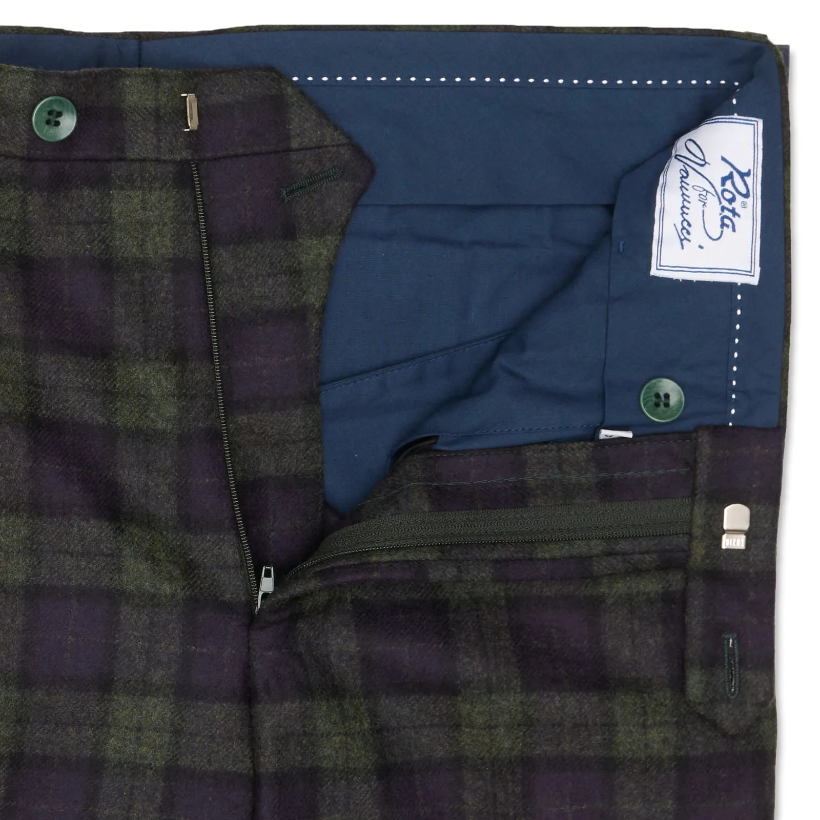 ROTA for VANNUCCI Olive Tartan Wool Flannel Pants EU 46 NEW US 30