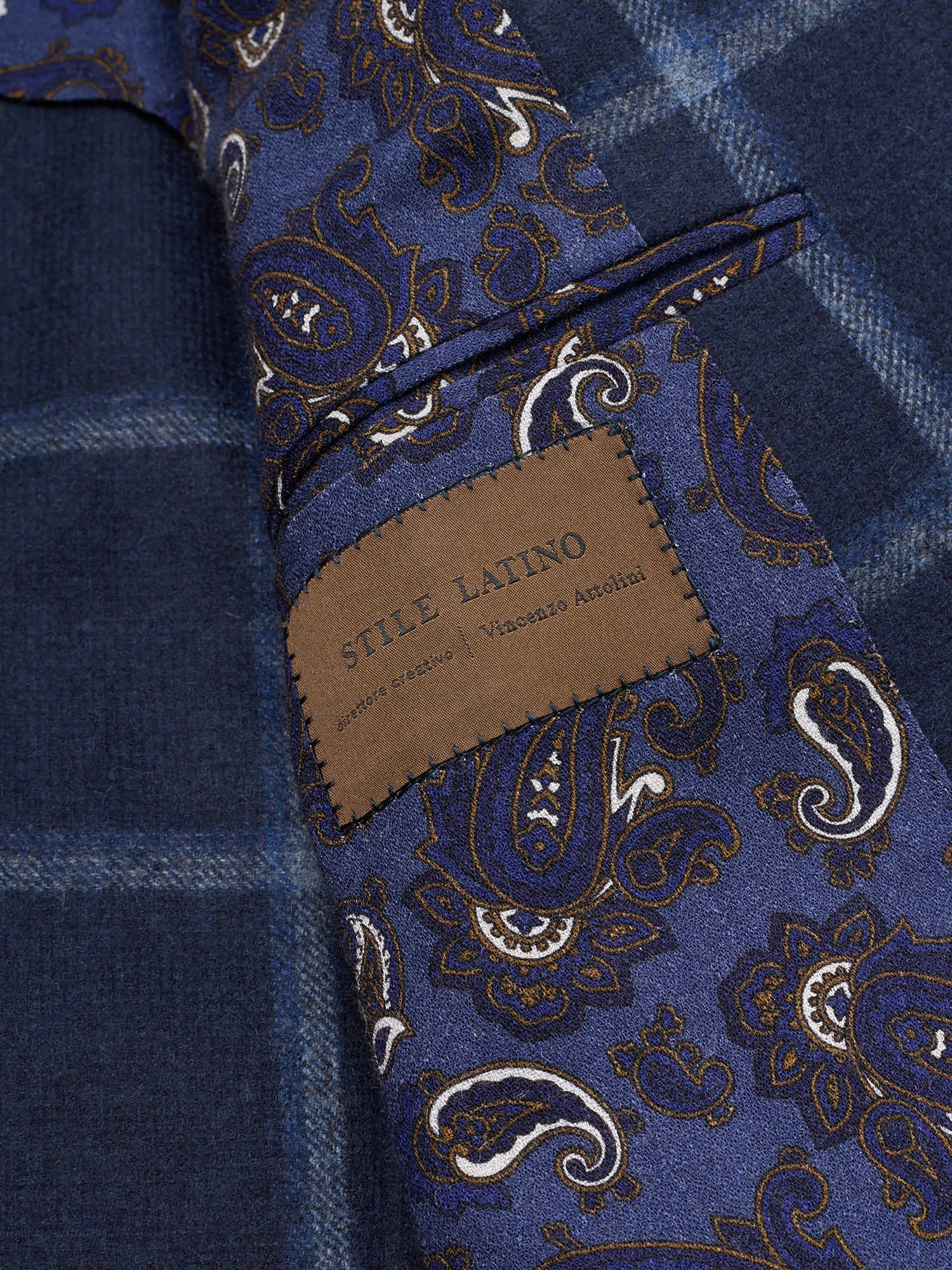 STILE LATINO Handmade Blue Plaid Flannel Wool DB Suit EU 48 NEW US 38 Emilio