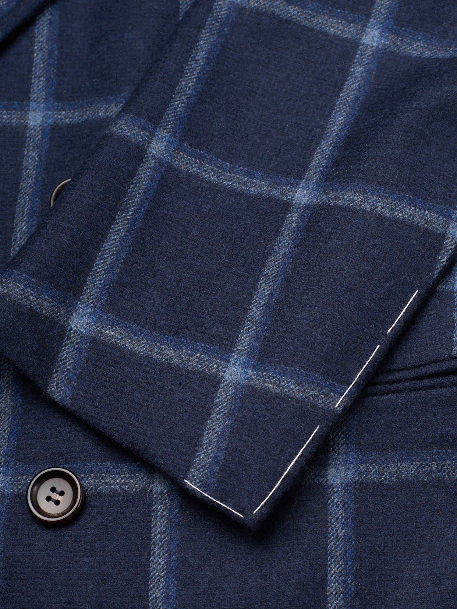 STILE LATINO Handmade Blue Plaid Flannel Wool DB Suit EU 48 NEW US 38 Emilio
