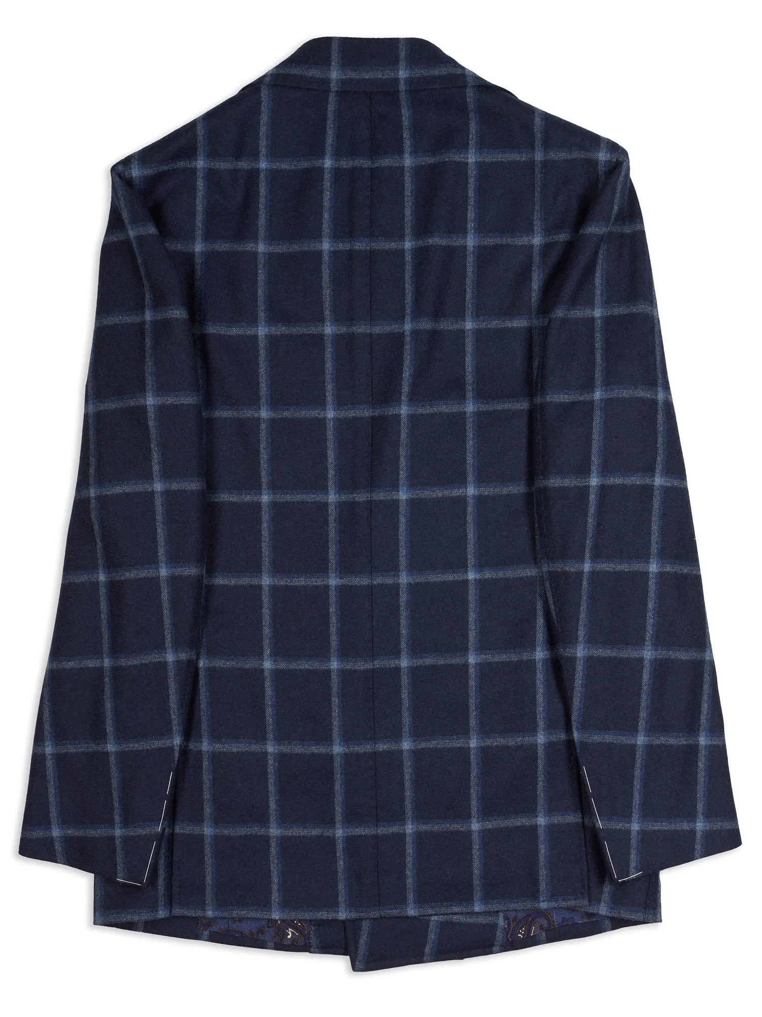 STILE LATINO Handmade Blue Plaid Flannel Wool DB Suit EU 48 NEW US 38 Emilio