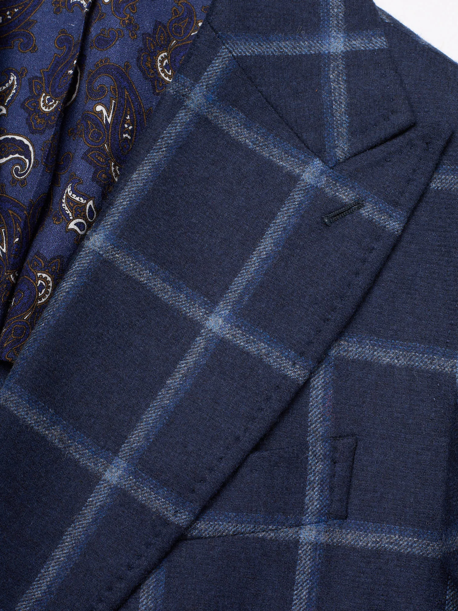 STILE LATINO Handmade Blue Plaid Flannel Wool DB Suit EU 48 NEW US 38 Emilio