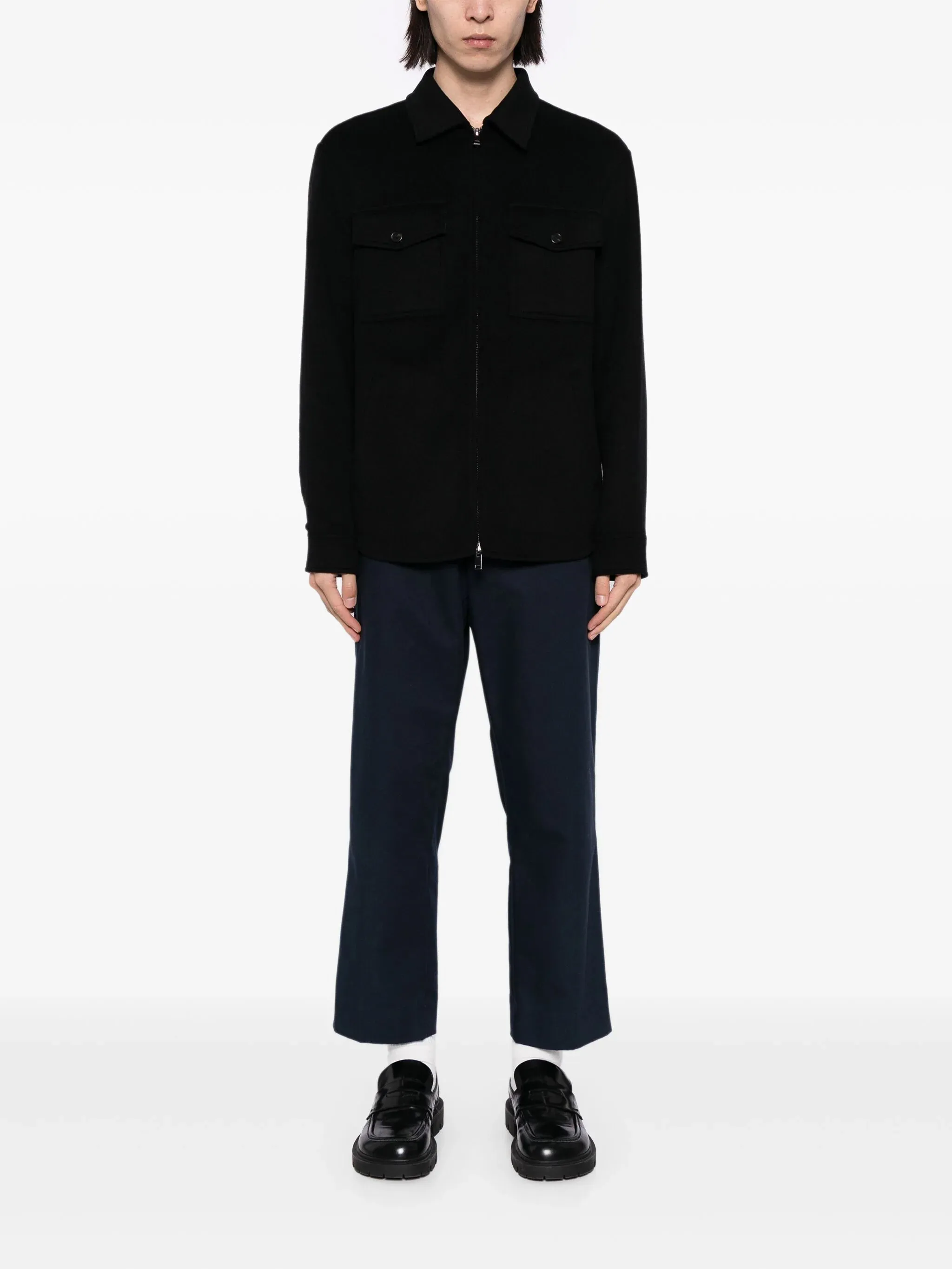 Zip-Up Felted Shirt Jacket