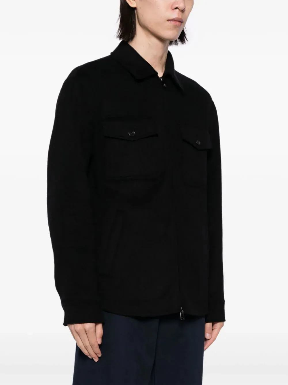 Zip-Up Felted Shirt Jacket